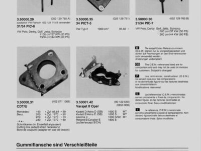 gummiflansch und isolierflansch für solex vergaser , div. modelle